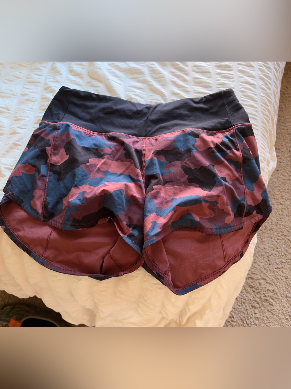 lululemon athletica Camo-Print Athletic Shorts in Pink and Blue